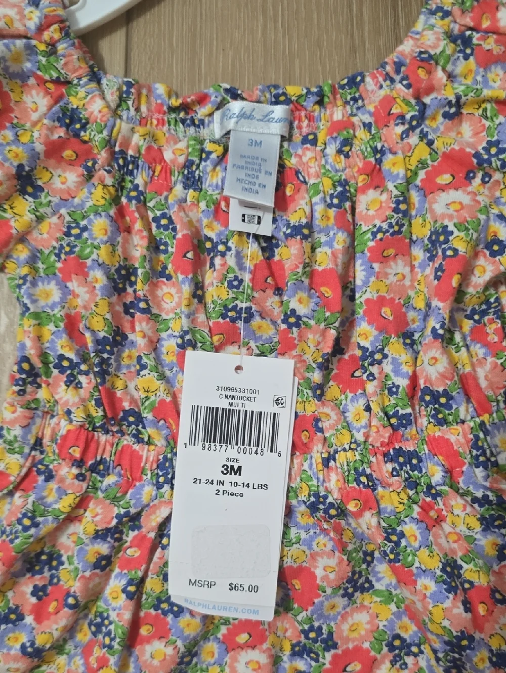 Ralph Lauren Baby Floral Cotton Jersey Dress & Bloomer Nuntucket Multicolor